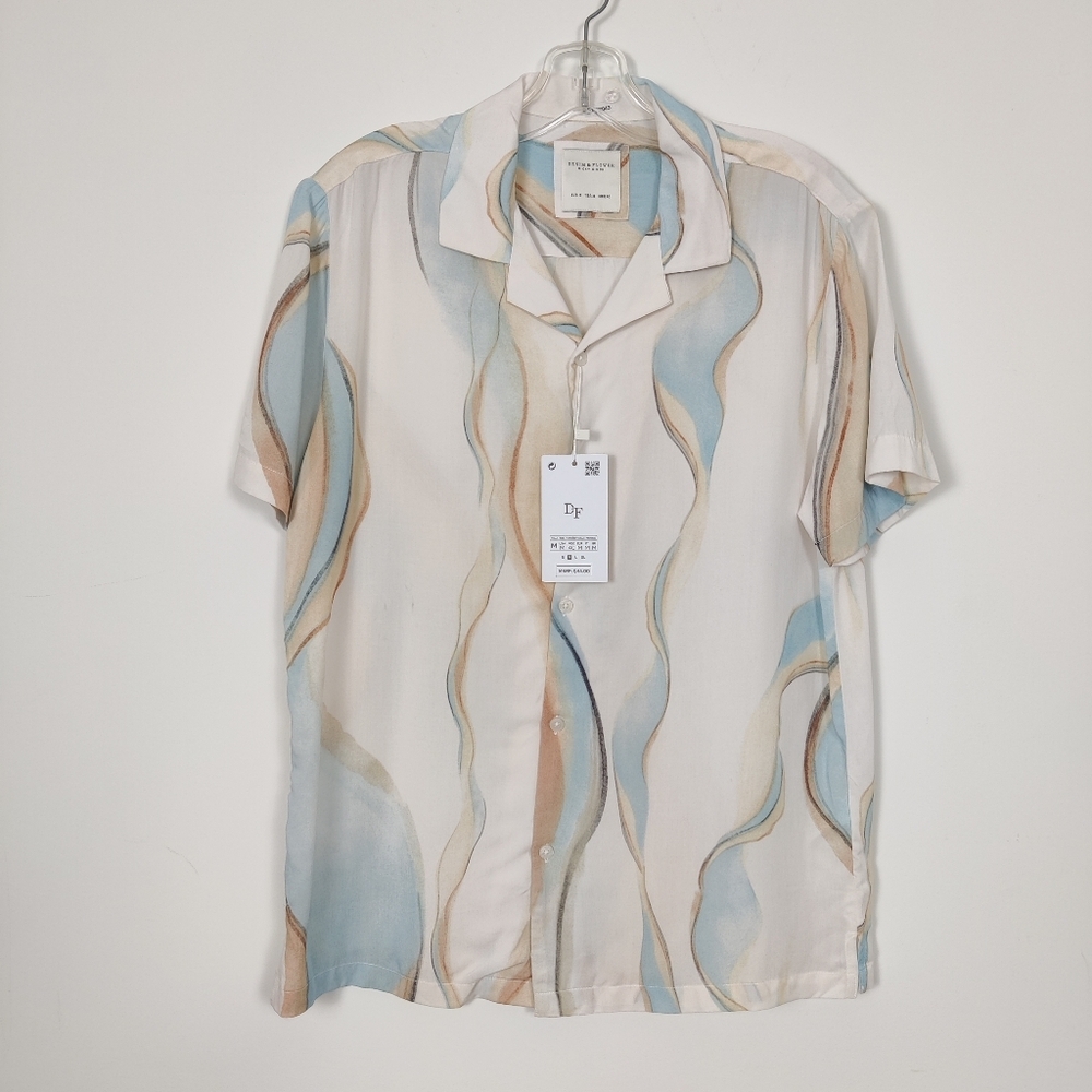 Denim & Flower Multicolor Men's Shirt Size Medium NEW Artsy Abstract Bohemian